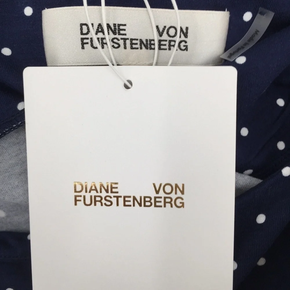 DVF Diane von Furstenberg Ruri Polka dot retro navy shift dress new X-Small 2 4